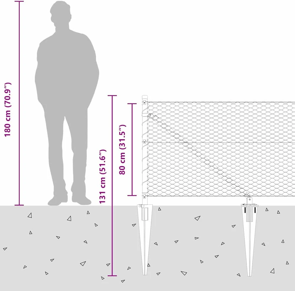 Hexagonal Fence with Post 100 x 0,8 m Sidabrinė Tinklelis