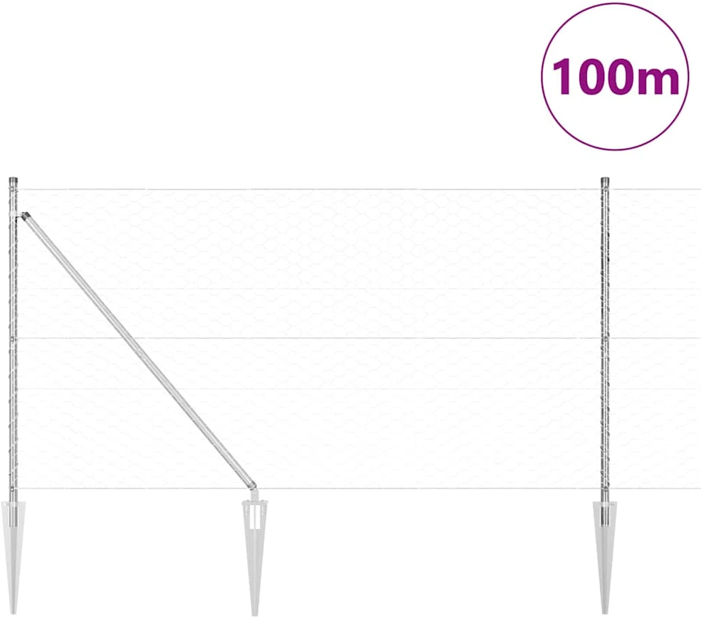 Hexagonal Fence with Post 100 x 1 m Galvanizuotas plienas