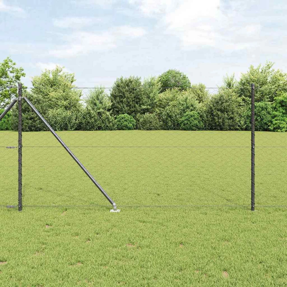 Hexagonal Fence with Post 100 x 1 m PVC dengtas plienas Pilka