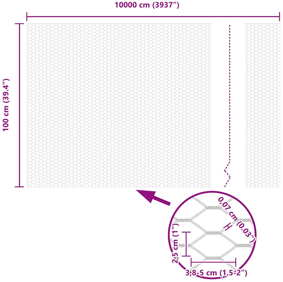 Hexagonal Fence with Post 100 x 1 m PVC dengtas plienas Žalia