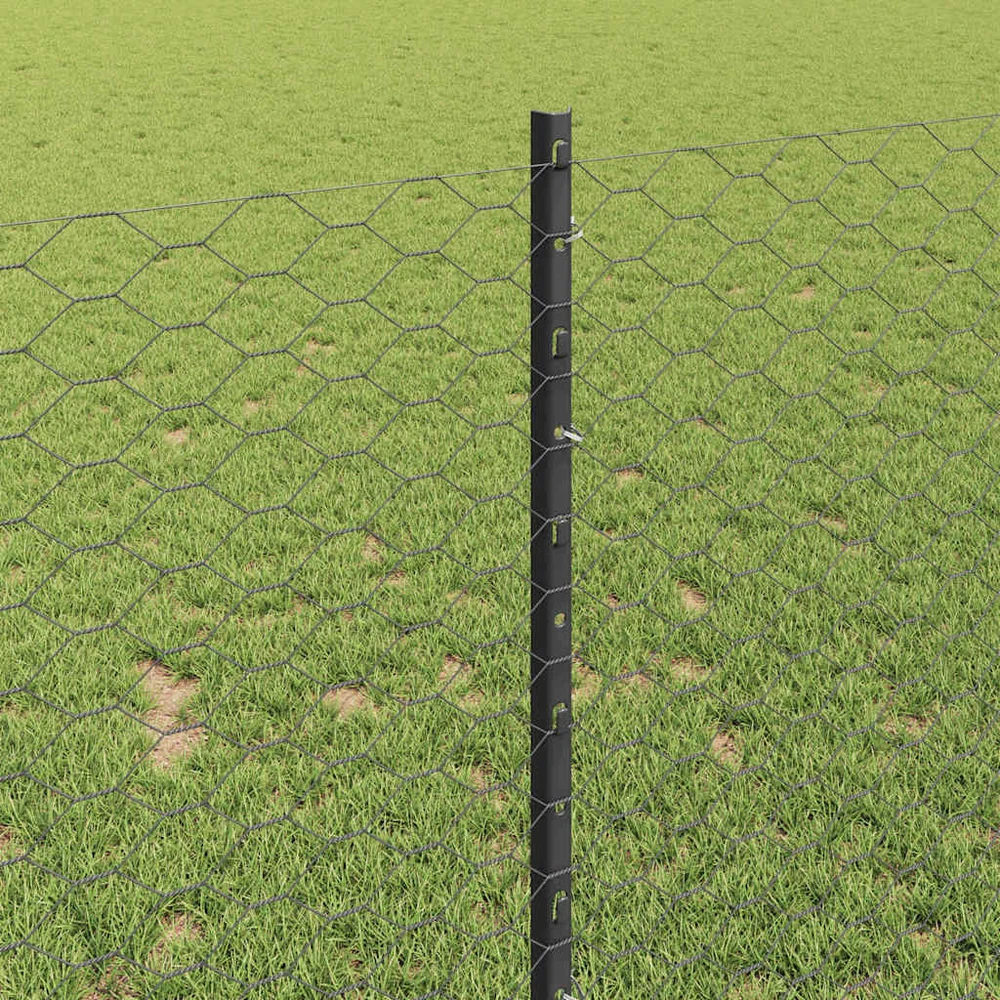 Hexagonal Fence with Post 100 x 1 m PVC dengtas plienas Pilka