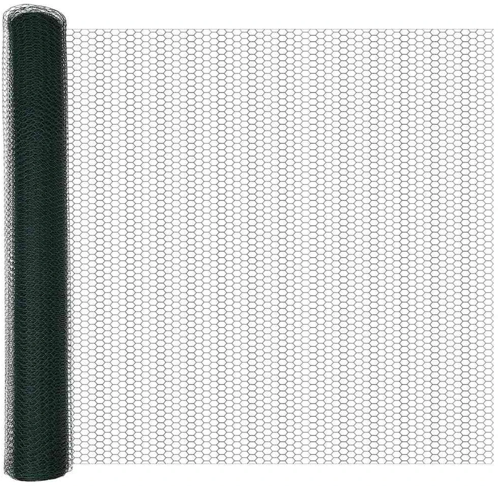 Hexagonal Fence with Post 100 x 1 m PVC dengtas plienas Žalia