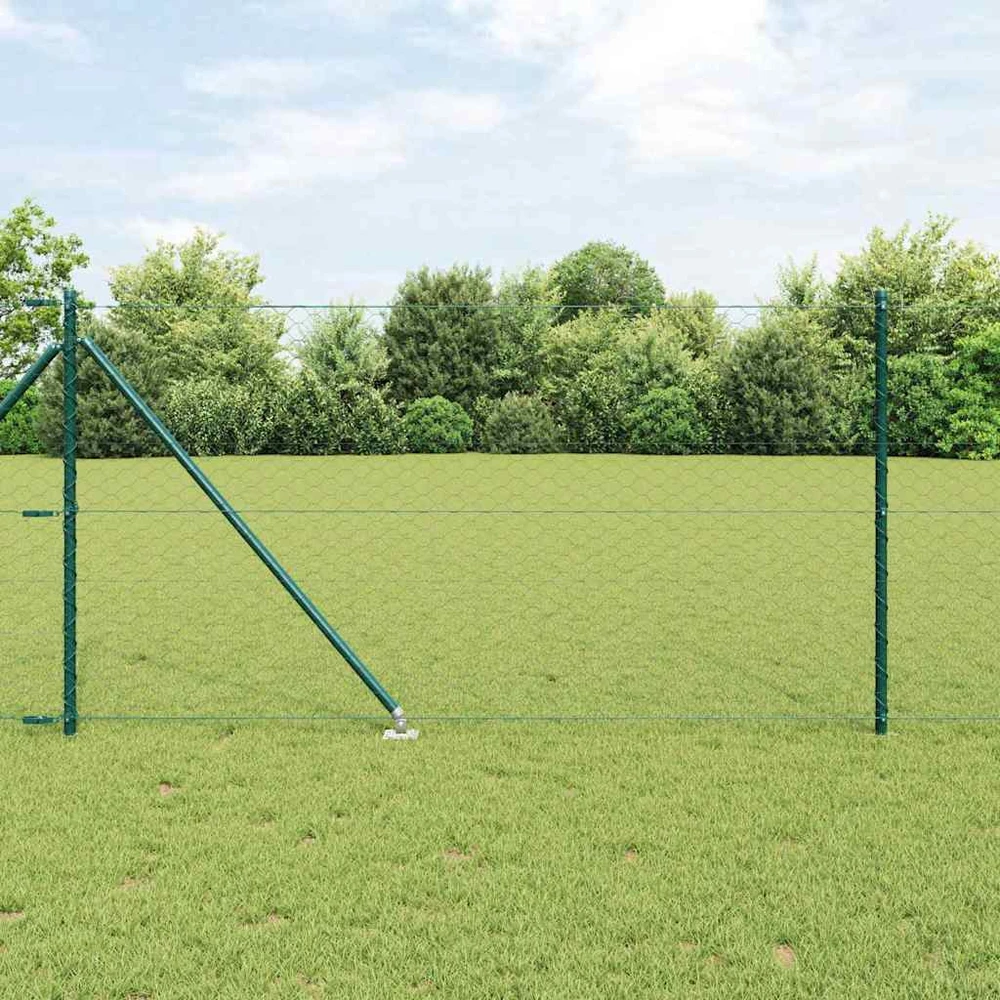 Hexagonal Fence with Post 100 x 1 m PVC dengtas plienas Žalia