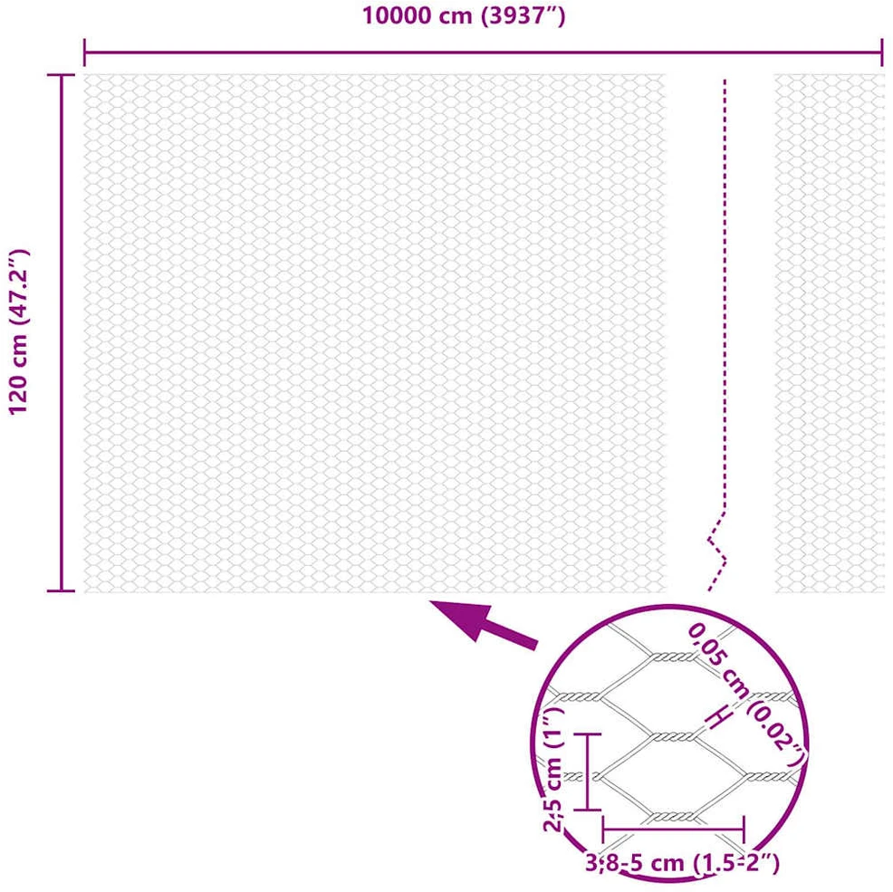 Hexagonal Fence with Post 100 x 1,2 m Galvanizuotas plienas