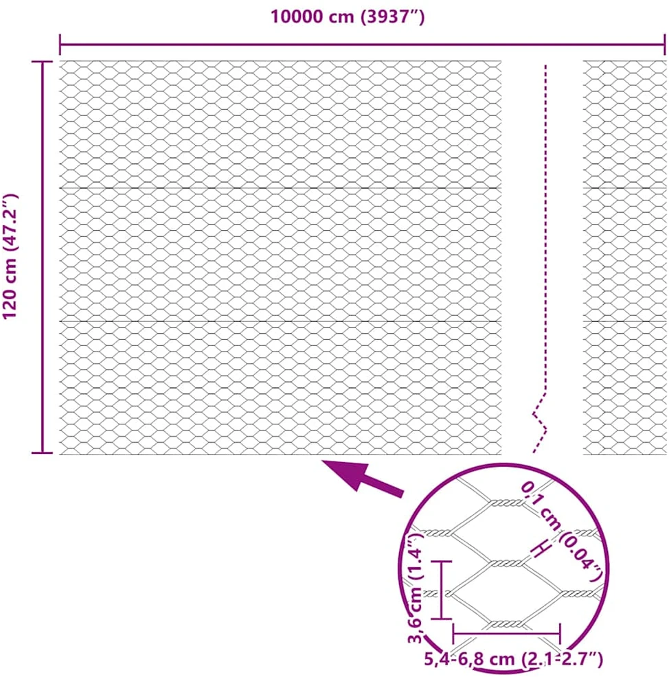 Hexagonal Fence with Post 100 x 1,2 m PVC dengtas plienas Žalia