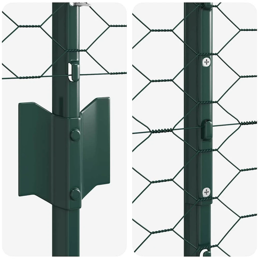 Hexagonal Fence with Post 100 x 1,2 m PVC dengtas plienas Žalia