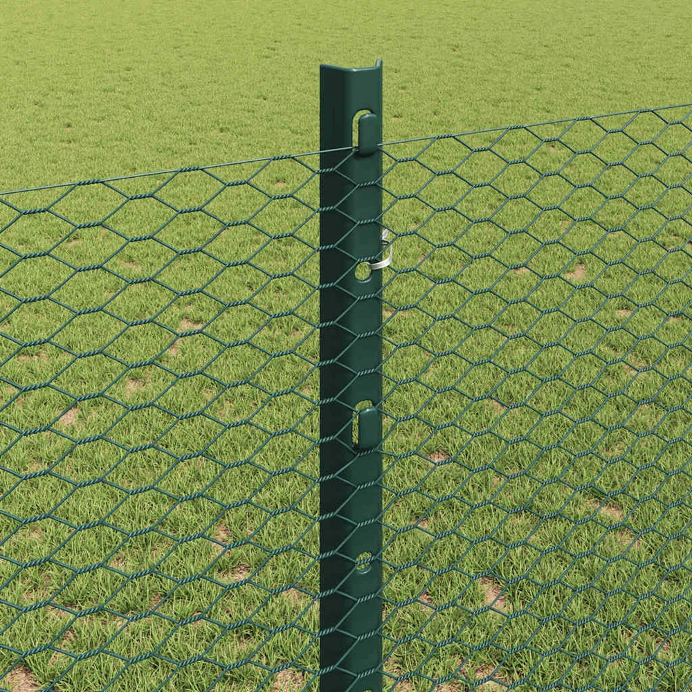Hexagonal Fence with Post 100 x 1,2 m PVC dengtas plienas Žalia