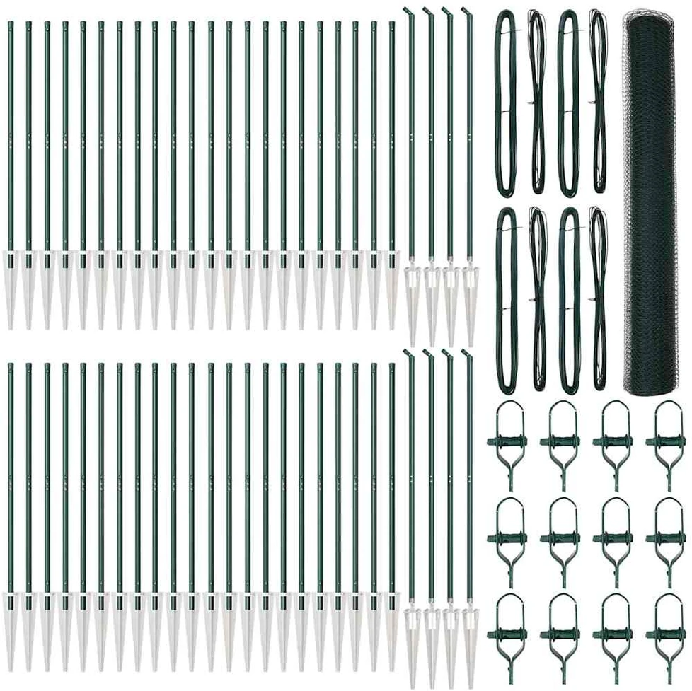 Hexagonal Fence with Post 100 x 1,2 m PVC dengtas plienas Žalia