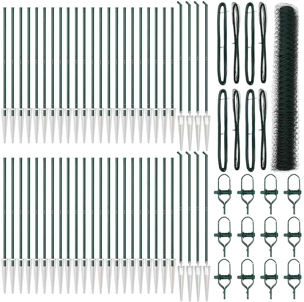 Hexagonal Fence with Post 100 x 1,2 m PVC dengtas plienas Žalia