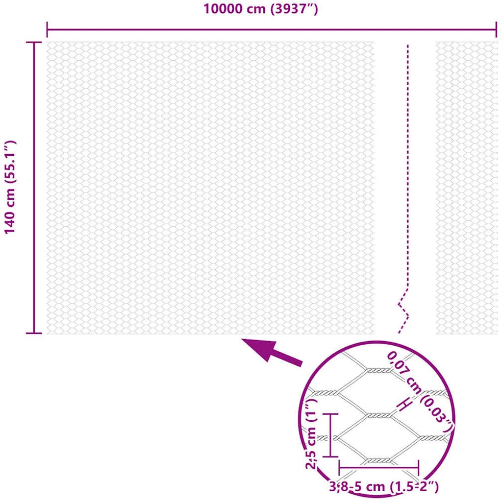Hexagonal Fence with Post 100 x 1,4 m Galvanizuotas plienas