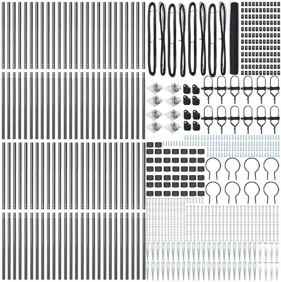 Hexagonal Fence with Post 100 x 1,4 m PVC dengtas plienas Pilka