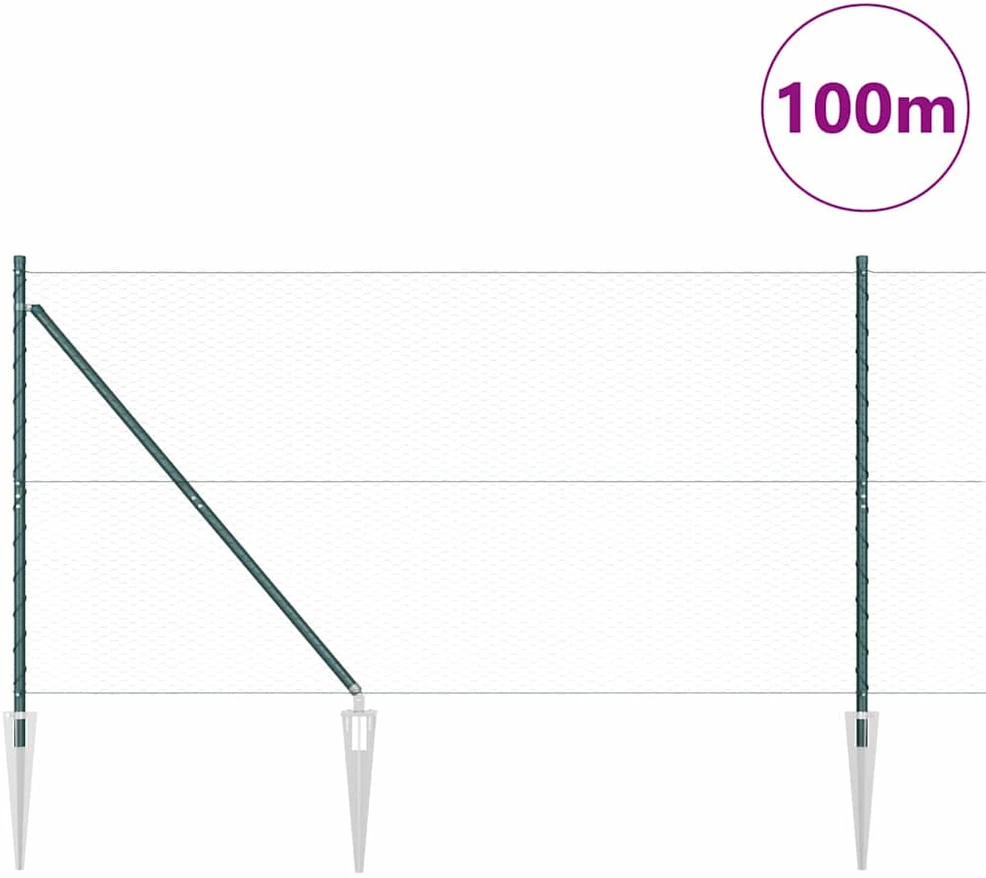 Hexagonal Fence with Post 100 x 1,4 m PVC dengtas plienas Žalia