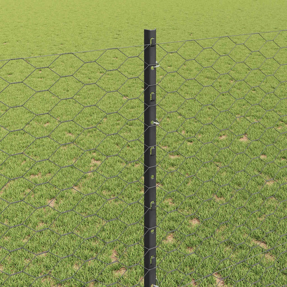 Hexagonal Fence with Post 100 x 1,4 m PVC dengtas plienas Pilka