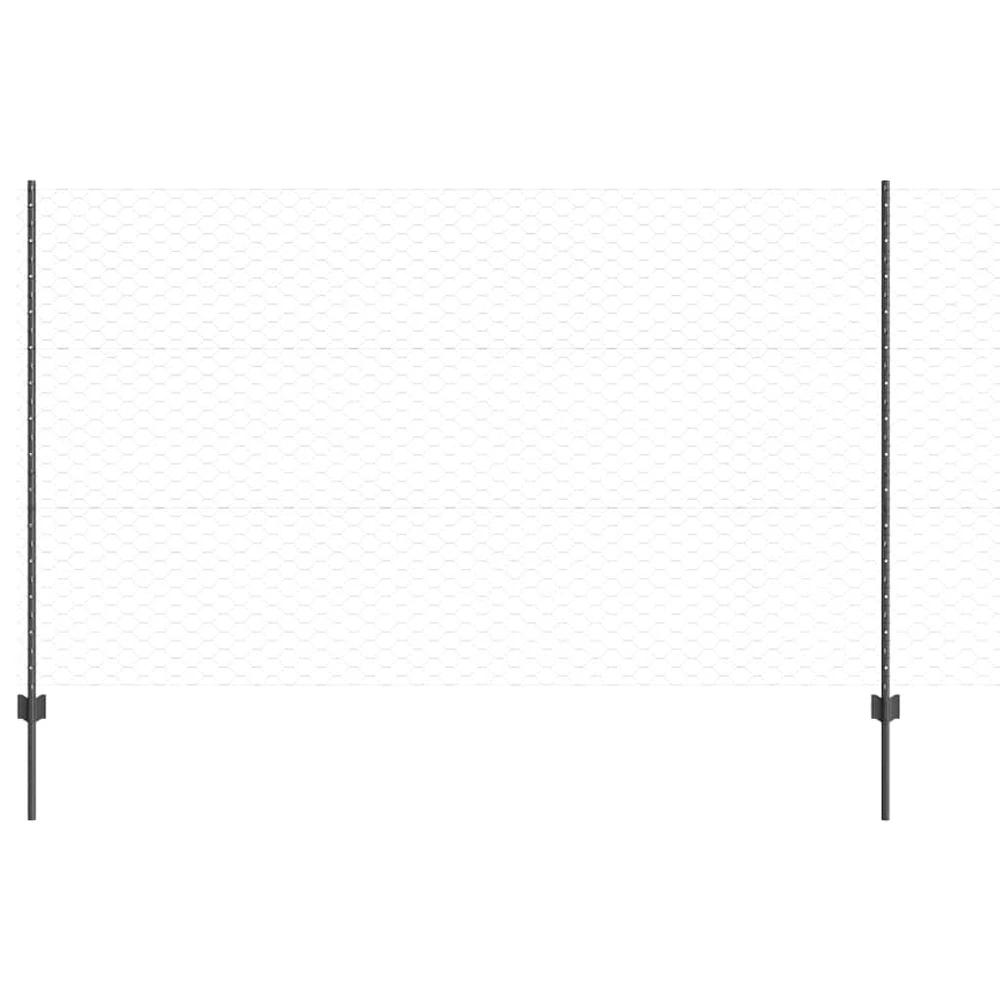 Hexagonal Fence with Post 100 x 1,4 m PVC dengtas plienas Pilka