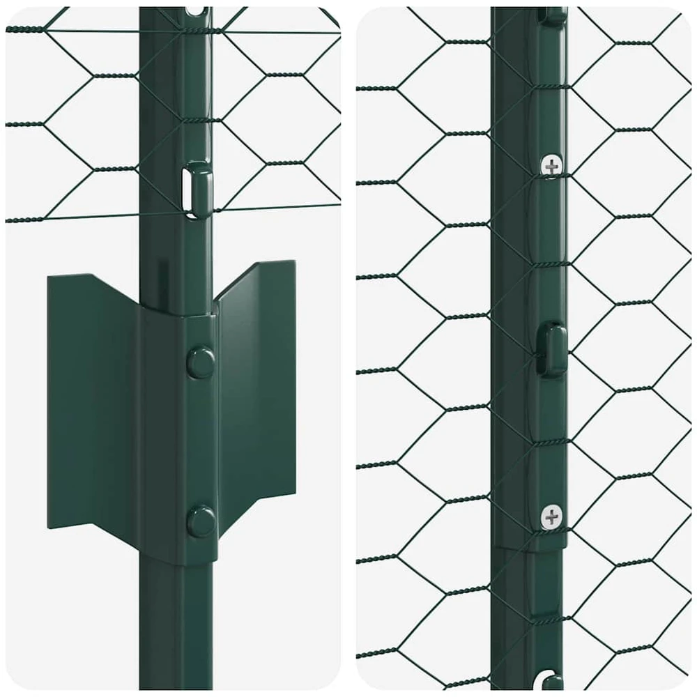 Hexagonal Fence with Post 100 x 1,5 m PVC dengtas plienas Žalia