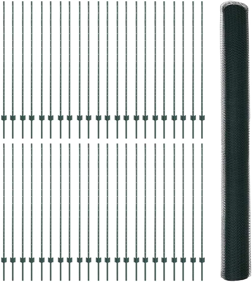Hexagonal Fence with Post 100 x 1,5 m PVC dengtas plienas Žalia