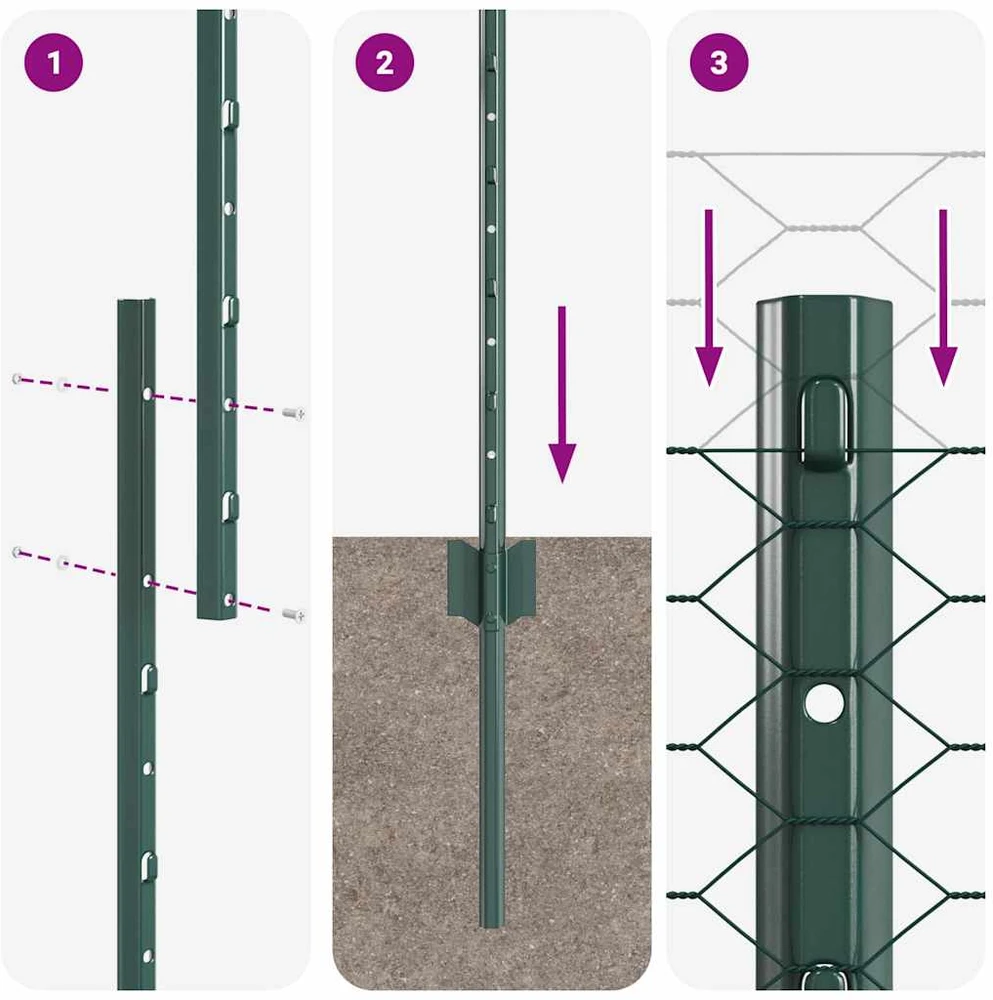 Hexagonal Fence with Post 100 x 1,5 m PVC dengtas plienas Žalia