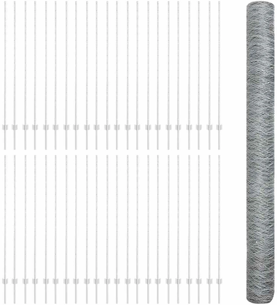 Hexagonal Fence with Post 100 x 1,6 m Galvanizuotas plienas