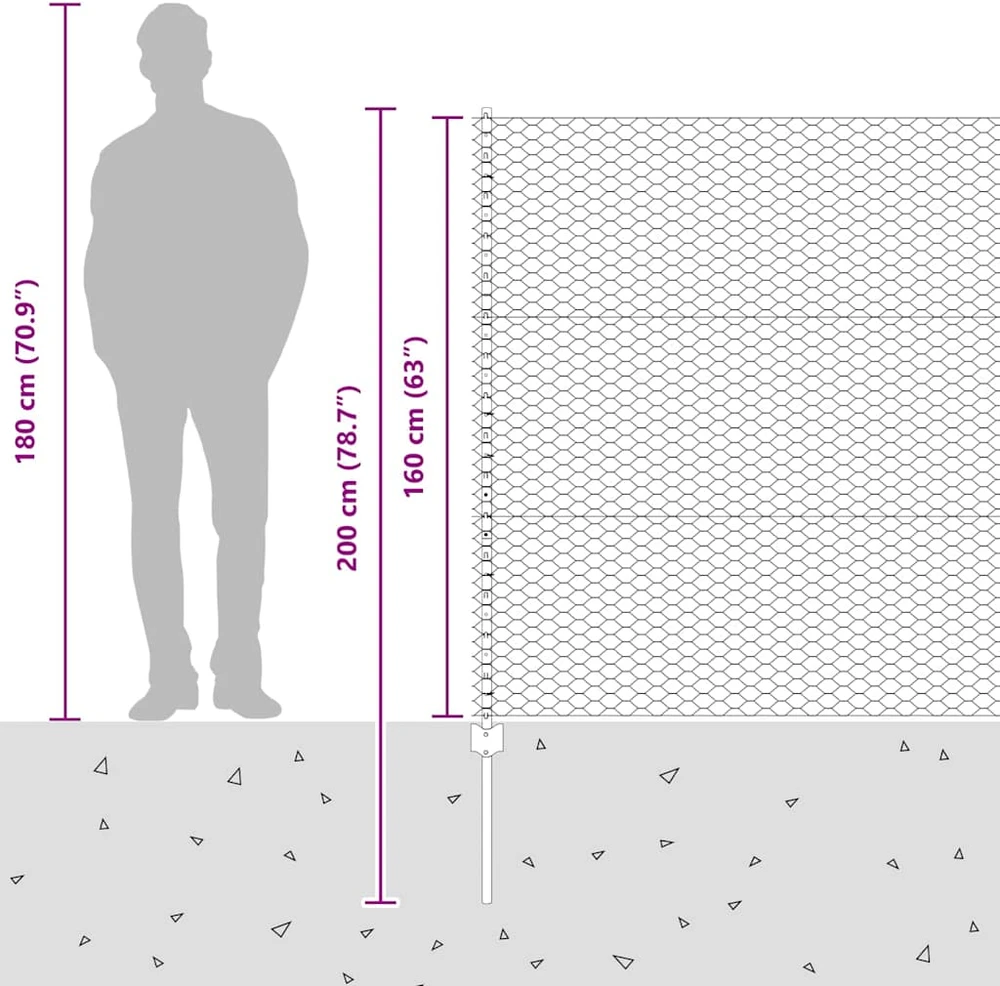 Hexagonal Fence with Post 100 x 1,6 m PVC dengtas plienas Žalia