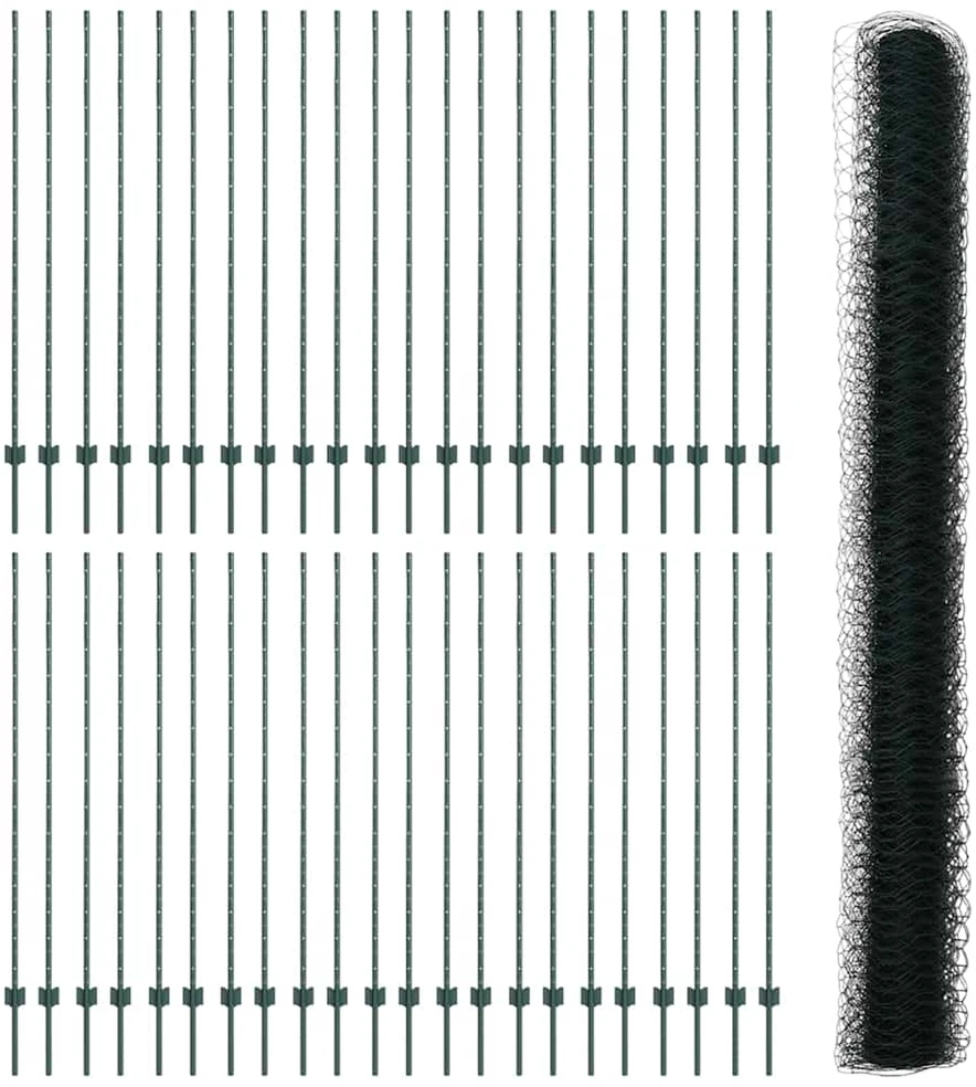 Hexagonal Fence with Post 100 x 1,6 m PVC dengtas plienas Žalia