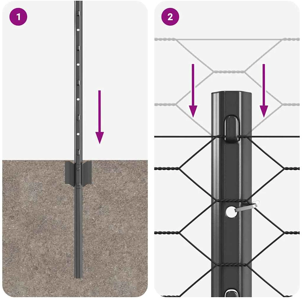 Hexagonal Fence with Post 25 x 0,5 m PVC dengtas plienas Pilka