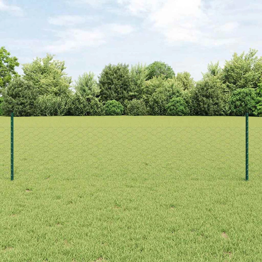 Hexagonal Fence with Post 25 x 0,5 m PVC dengtas plienas Žalia