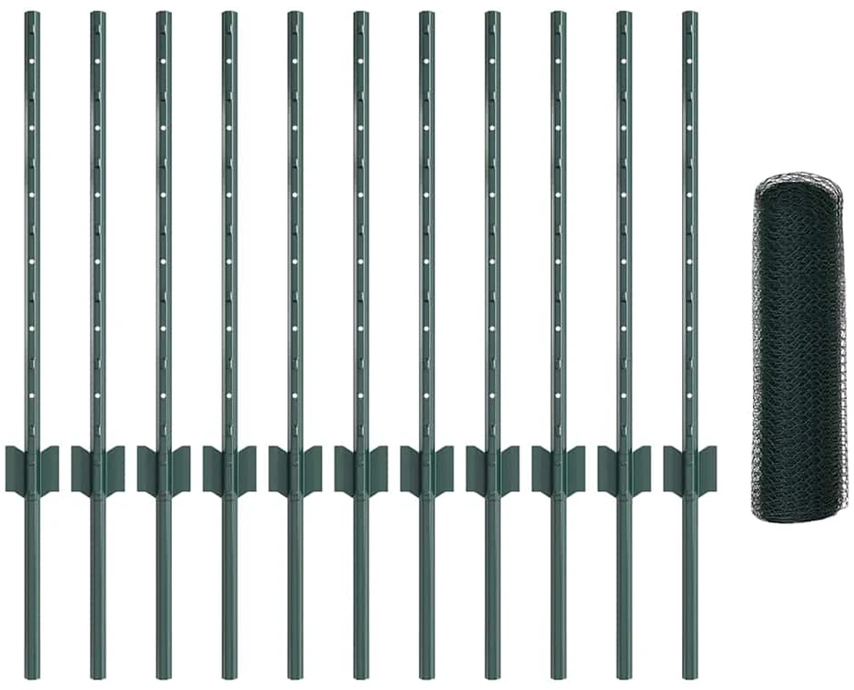 Hexagonal Fence with Post 25 x 0,5 m PVC dengtas plienas Žalia