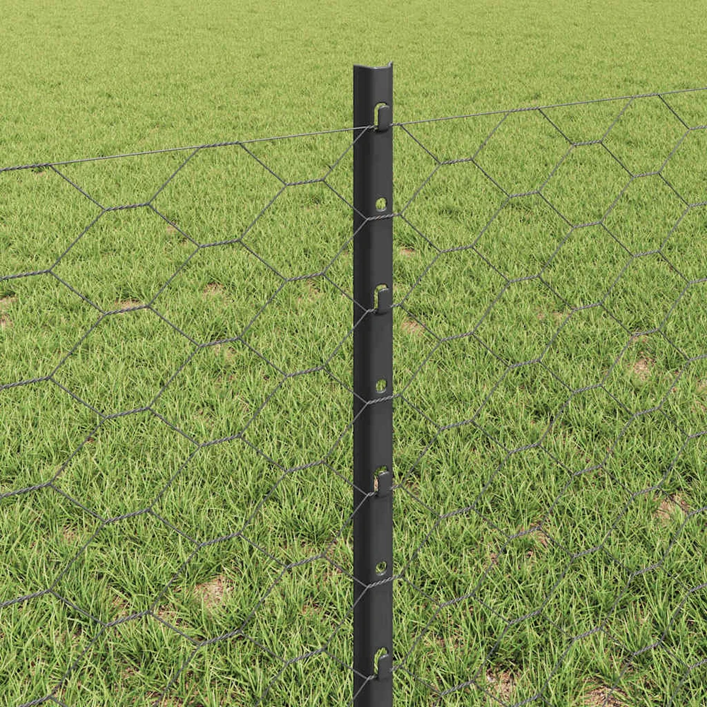 Hexagonal Fence with Post 25 x 0,6 m PVC dengtas plienas Pilka