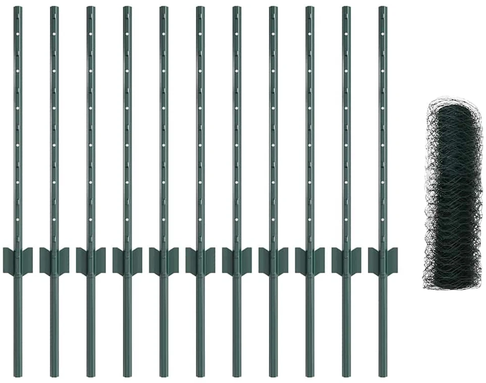 Hexagonal Fence with Post 25 x 0,6 m PVC dengtas plienas Žalia