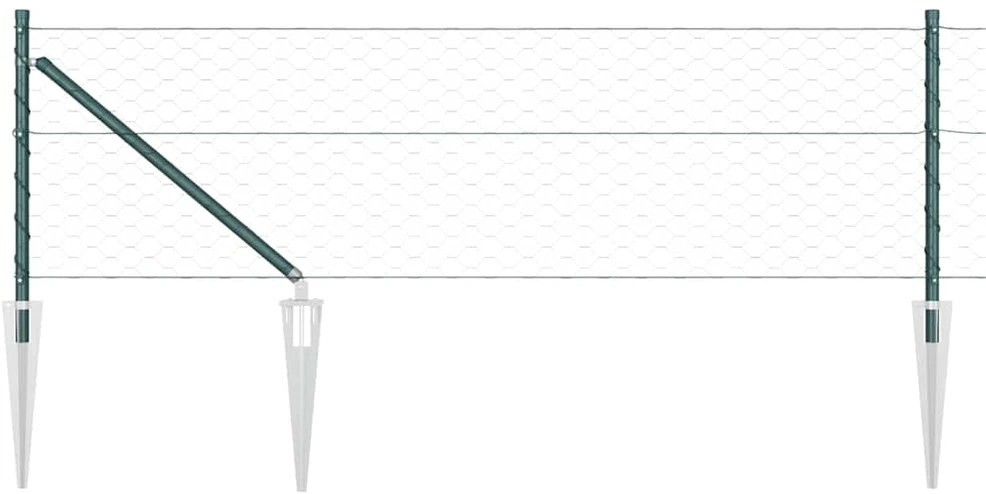 Hexagonal Fence with Post 25 x 0,6 m PVC dengtas plienas Žalia