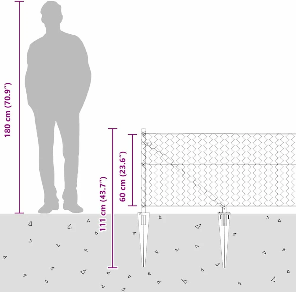 Hexagonal Fence with Post 25 x 0,6 m PVC dengtas plienas Žalia