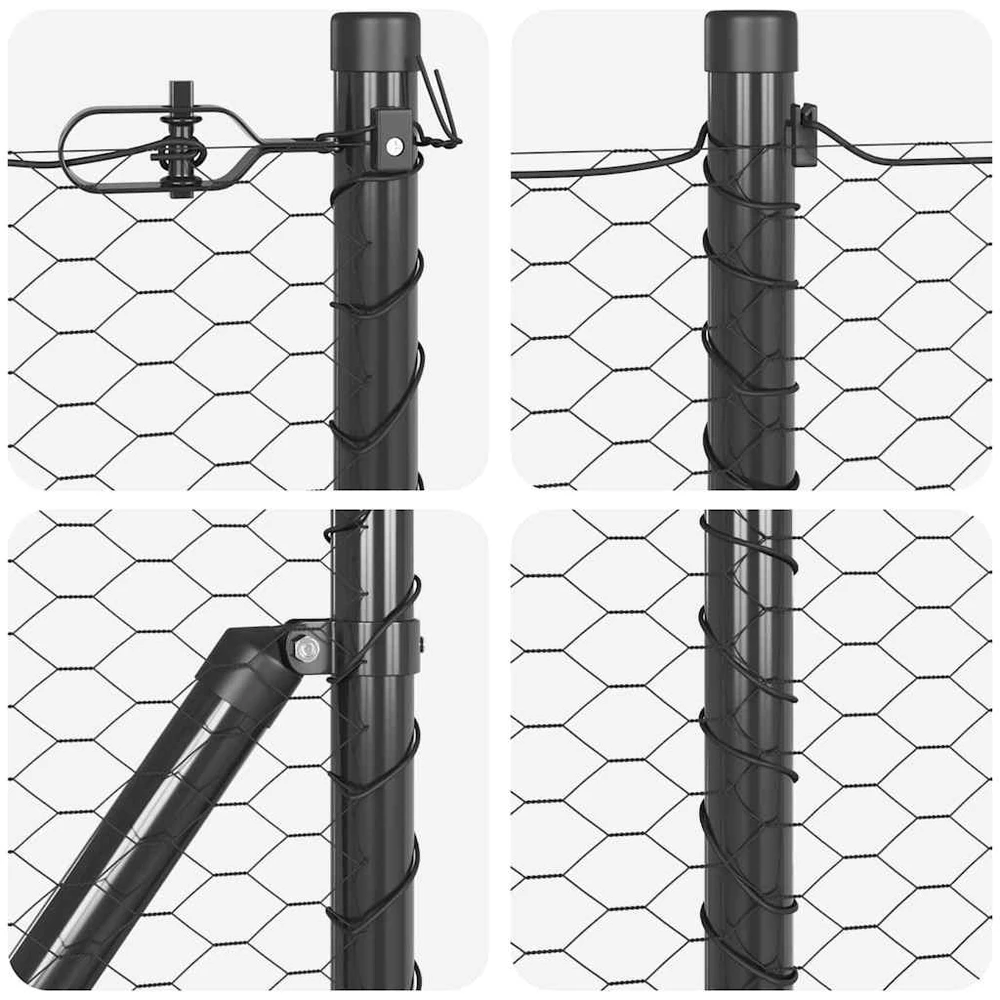 Hexagonal Fence with Post 25 x 1 m PVC dengtas plienas Pilka