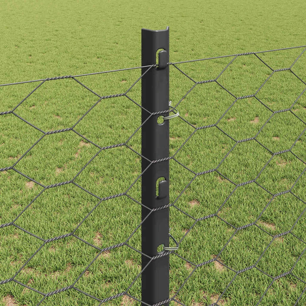 Hexagonal Fence with Post 25 x 1,2 m PVC dengtas plienas Pilka