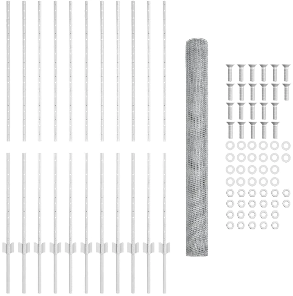Hexagonal Fence with Post 25 x 1,4 m Galvanizuotas plienas