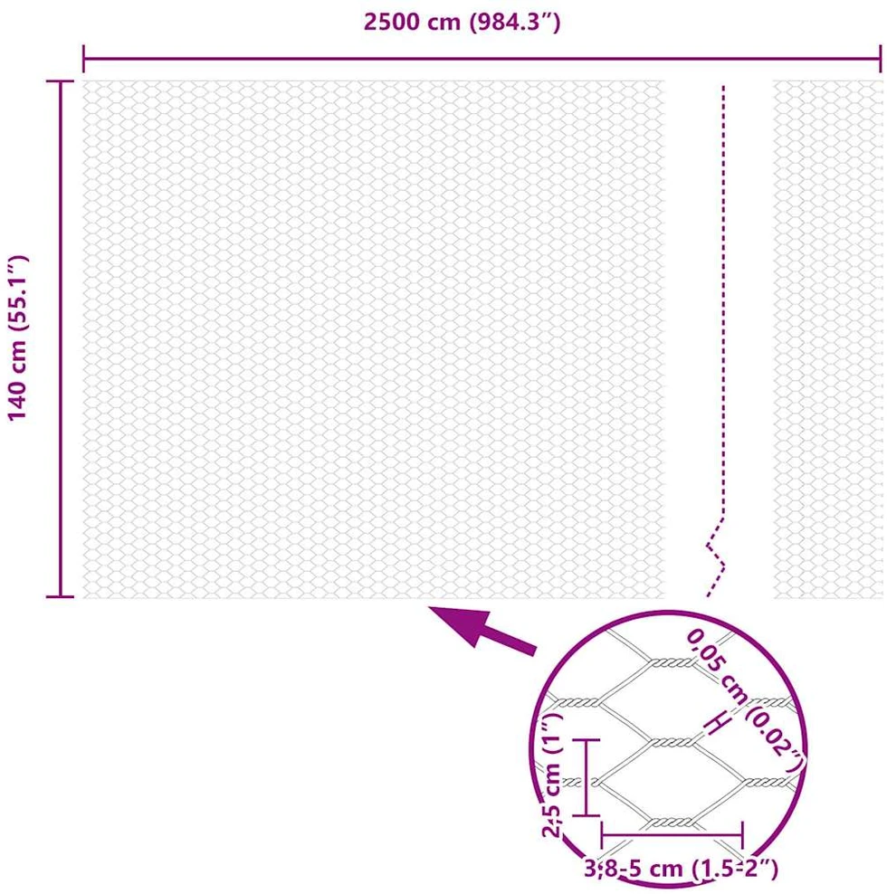 Hexagonal Fence with Post 25 x 1,4 m Galvanizuotas plienas