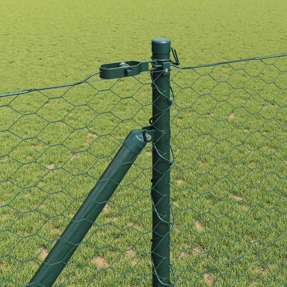 Hexagonal Fence with Post 25 x 1,4 m PVC dengtas plienas Žalia
