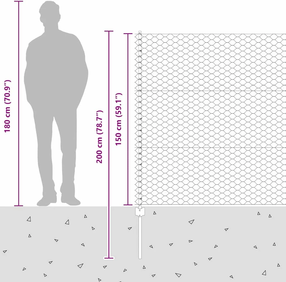 Hexagonal Fence with Post 25 x 1,5 m Galvanizuotas plienas