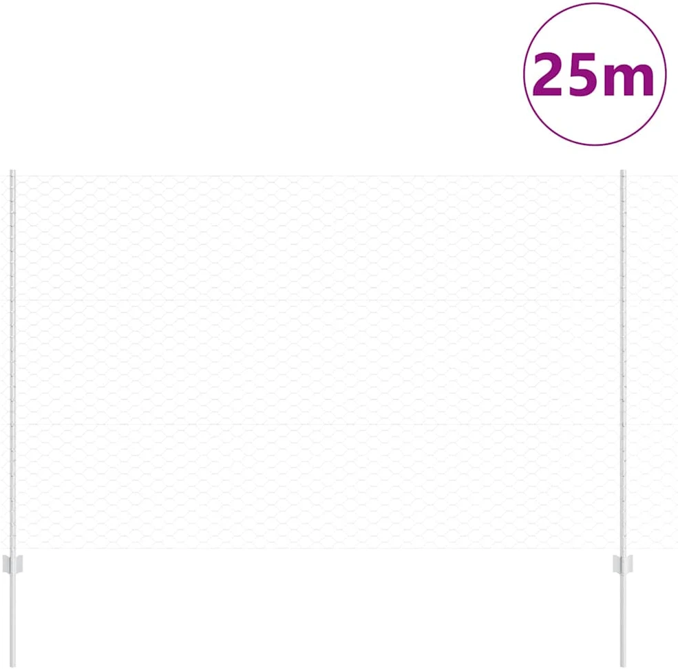 Hexagonal Fence with Post 25 x 1,5 m Galvanizuotas plienas