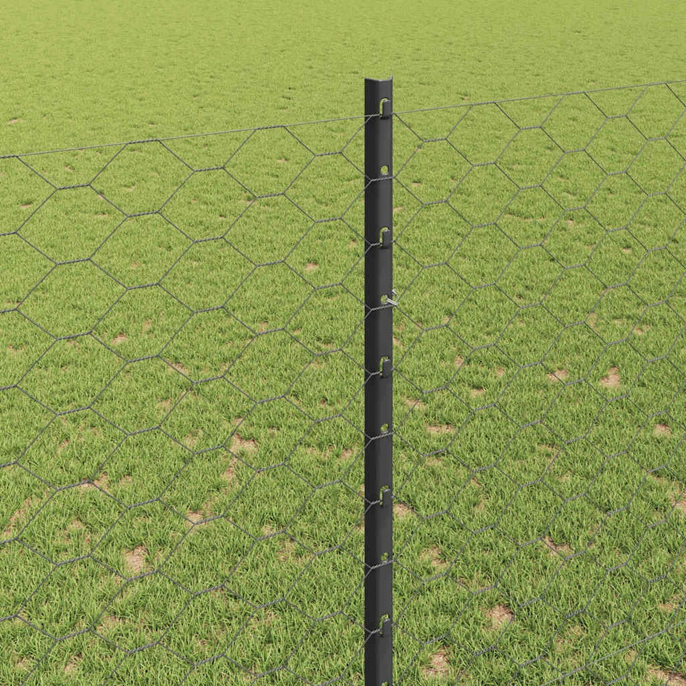 Hexagonal Fence with Post 25 x 1,5 m PVC dengtas plienas Pilka