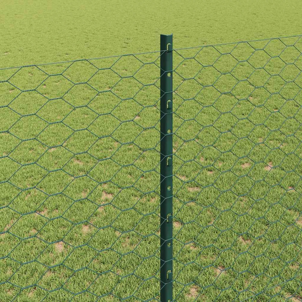 Hexagonal Fence with Post 25 x 1,5 m PVC dengtas plienas Žalia