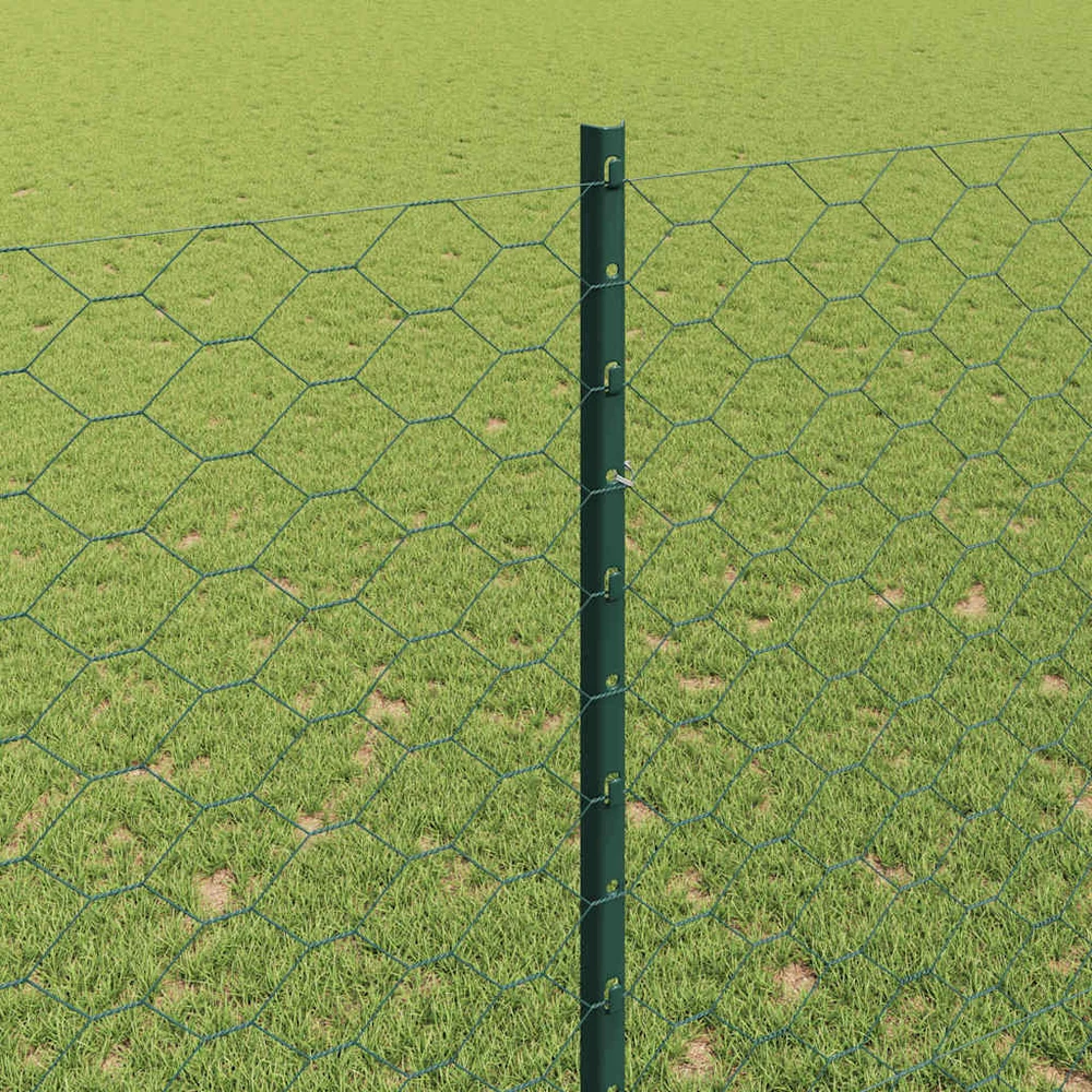 Hexagonal Fence with Post 25 x 1,5 m PVC dengtas plienas Žalia