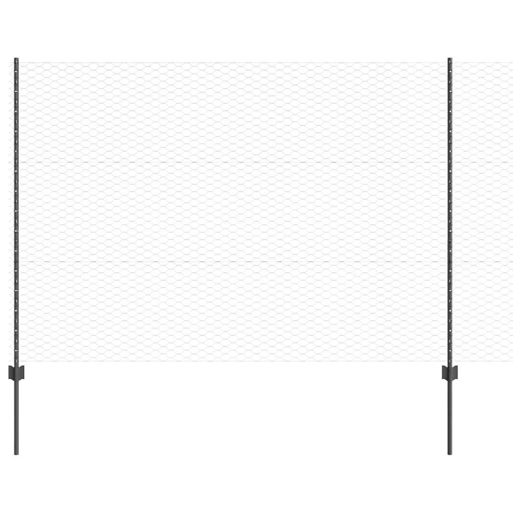 Hexagonal Fence with Post 25 x 1,5 m PVC dengtas plienas Pilka