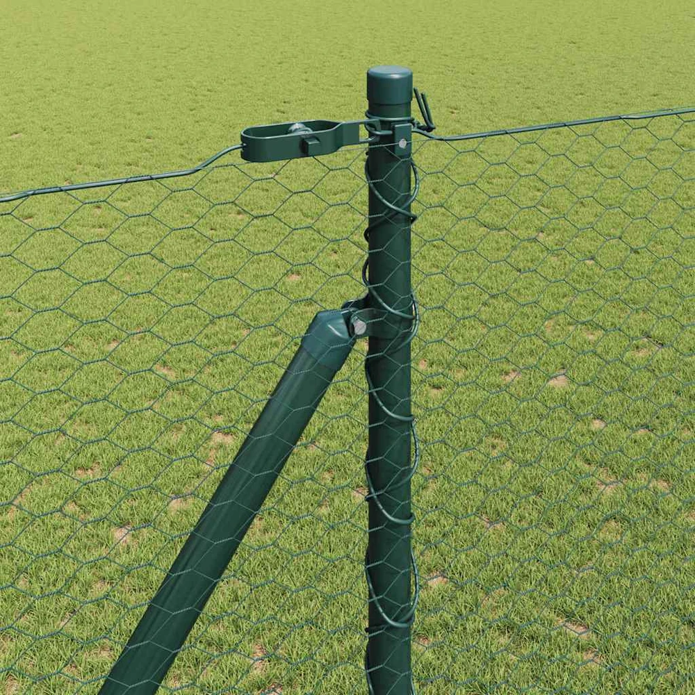 Hexagonal Fence with Post 25 x 1,5 m PVC dengtas plienas Žalia