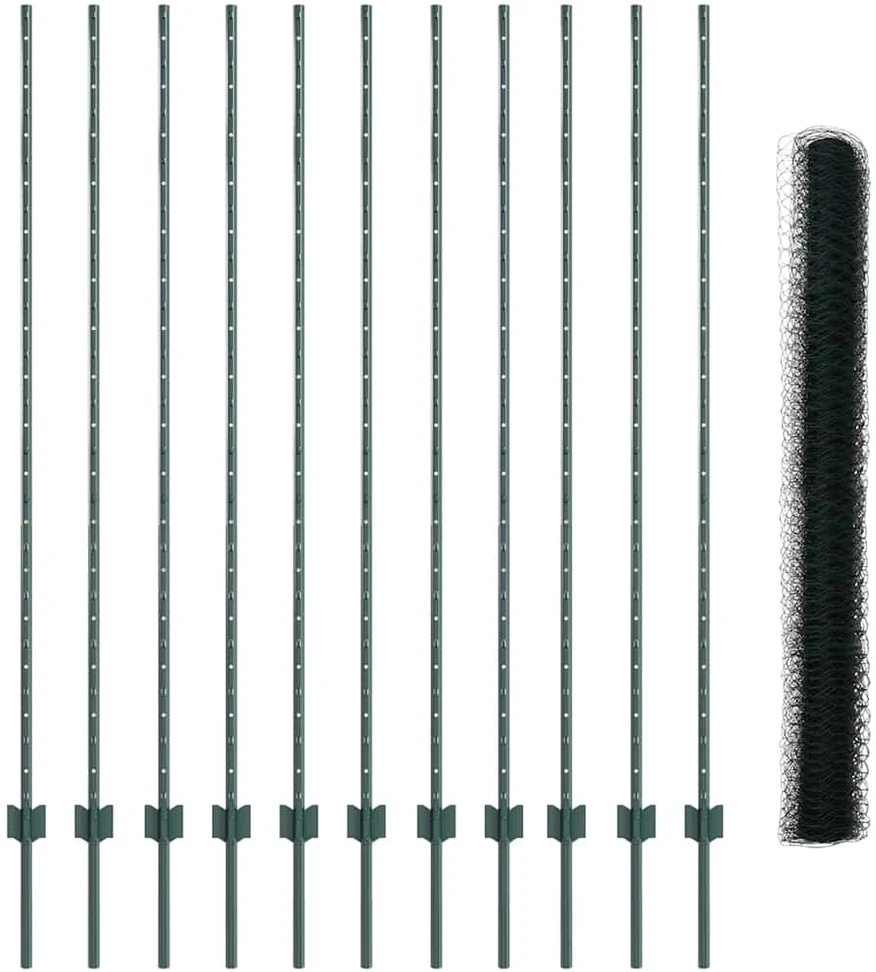 Hexagonal Fence with Post 25 x 1,6 m PVC dengtas plienas Žalia