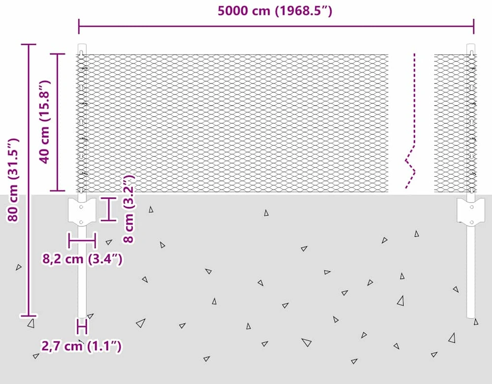 Hexagonal Fence with Post 50 x 0,4 m Galvanizuotas plienas