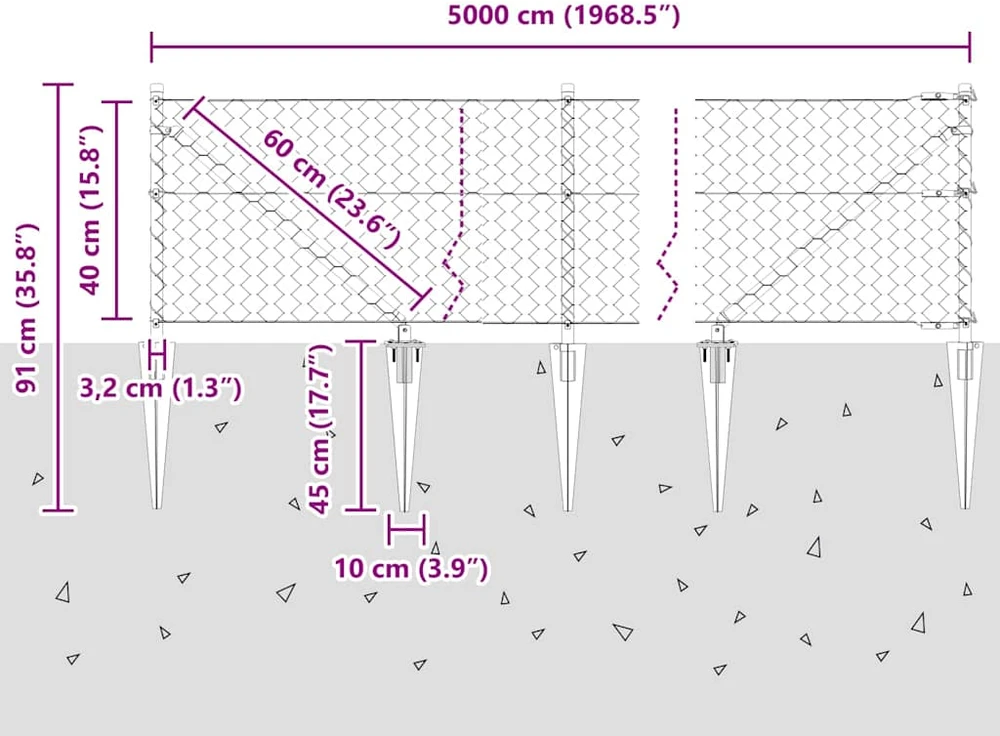Hexagonal Fence with Post 50 x 0,4 m Galvanizuotas plienas