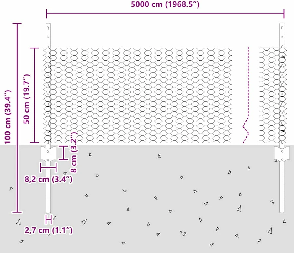 Hexagonal Fence with Post 50 x 0,5 m Galvanizuotas plienas
