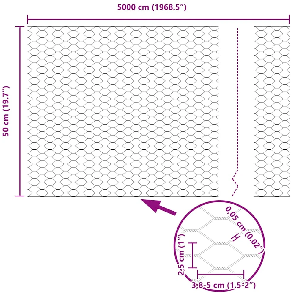 Hexagonal Fence with Post 50 x 0,5 m Galvanizuotas plienas