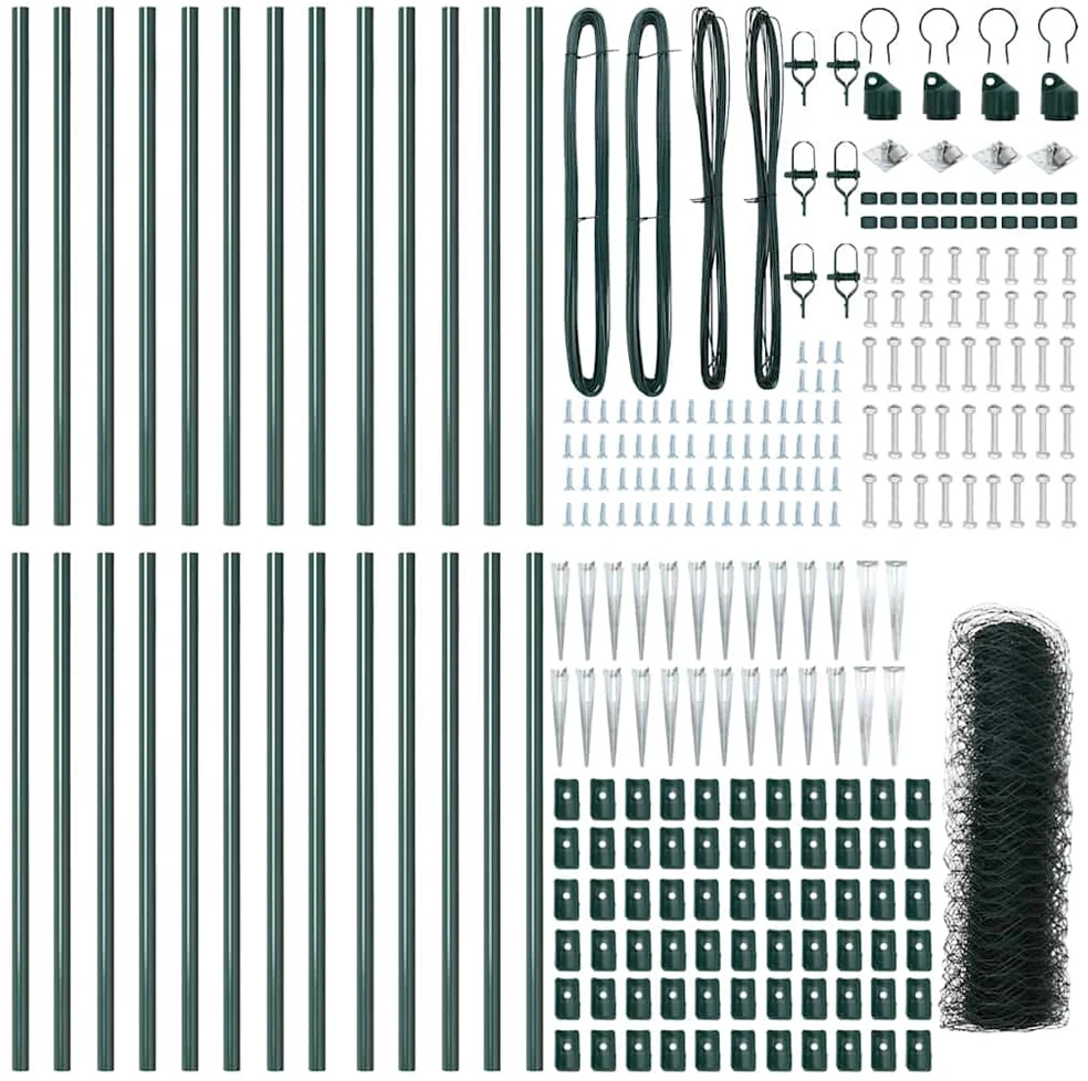 Hexagonal Fence with Post 50 x 0,5 m PVC dengtas plienas Žalia