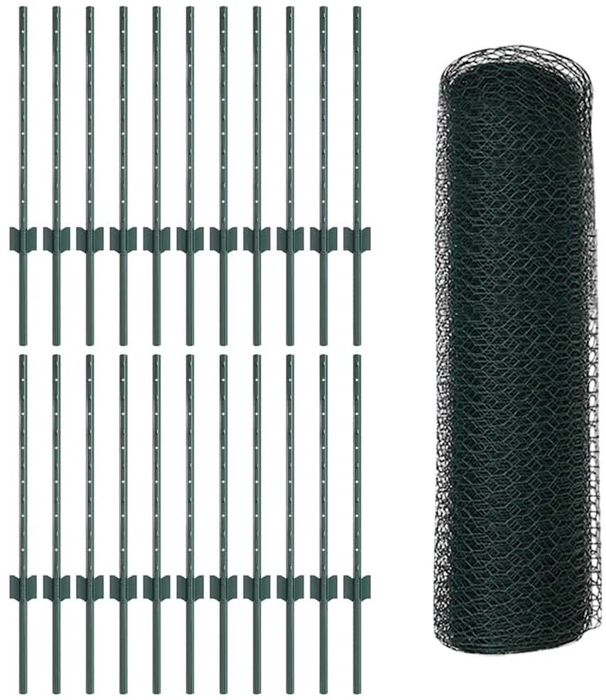 Hexagonal Fence with Post 50 x 0,5 m PVC dengtas plienas Žalia